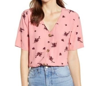 SOMETHING NAVY. CORAL MAUVE ETCH FLOWERS NWT xs